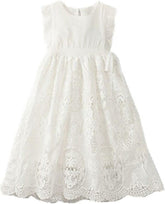 off White Peach Vintage Lace Sleeveless Flower Girl'S Dress